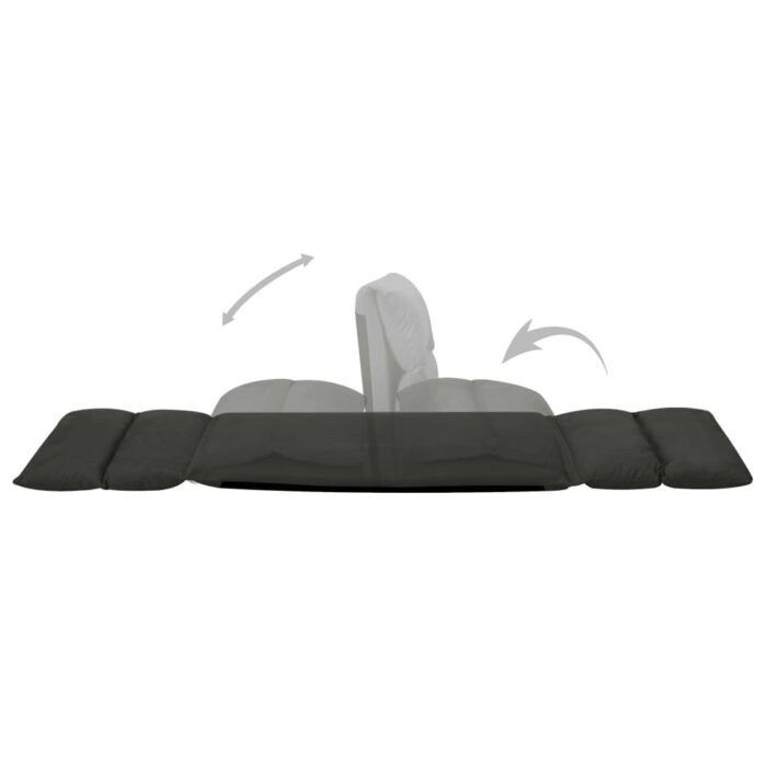 Chaise pliable de sol Noir Microfibre – Image 7