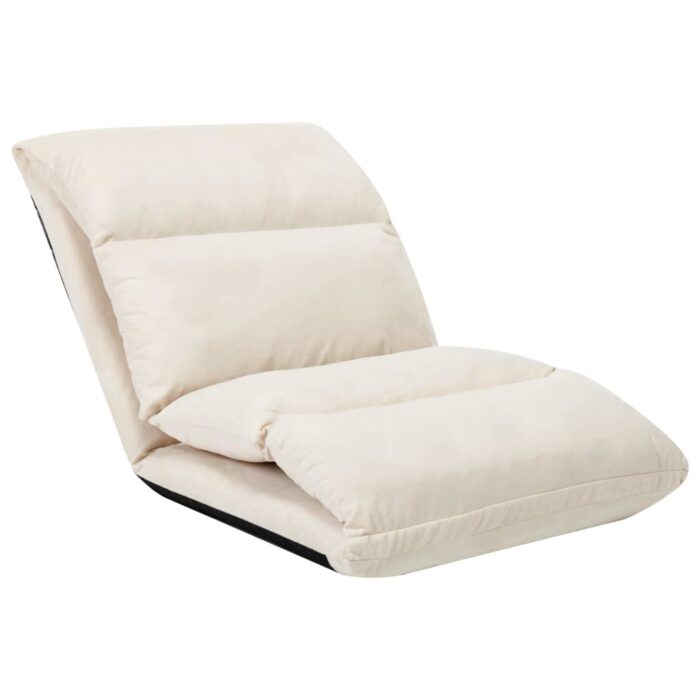 Chaise pliable de sol Crème Microfibre – Image 2