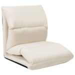 Chaise pliable de sol Crème Microfibre – Image 3