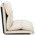 Chaise pliable de sol Crème Microfibre – Image 5