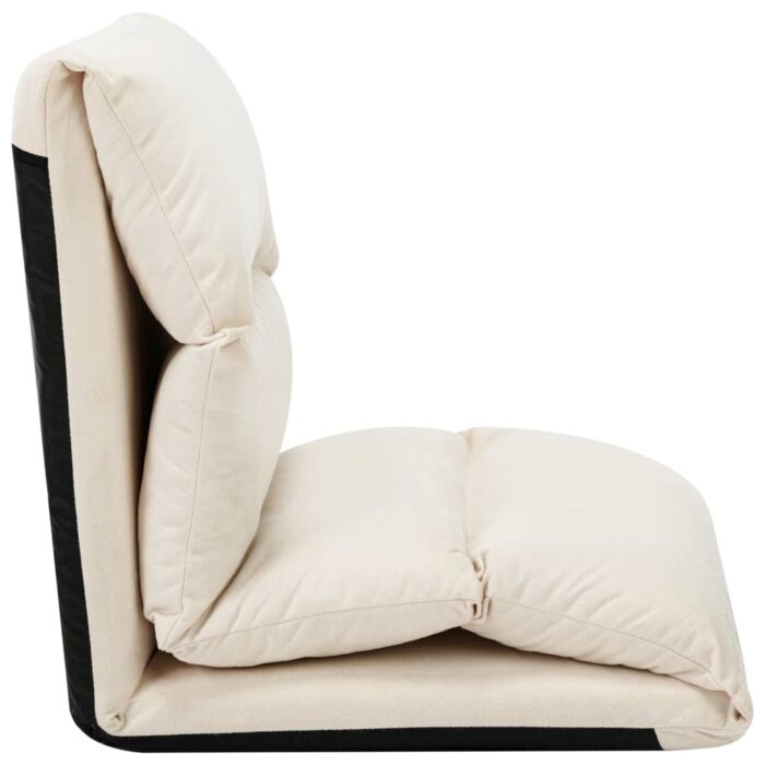 Chaise pliable de sol Crème Microfibre – Image 5
