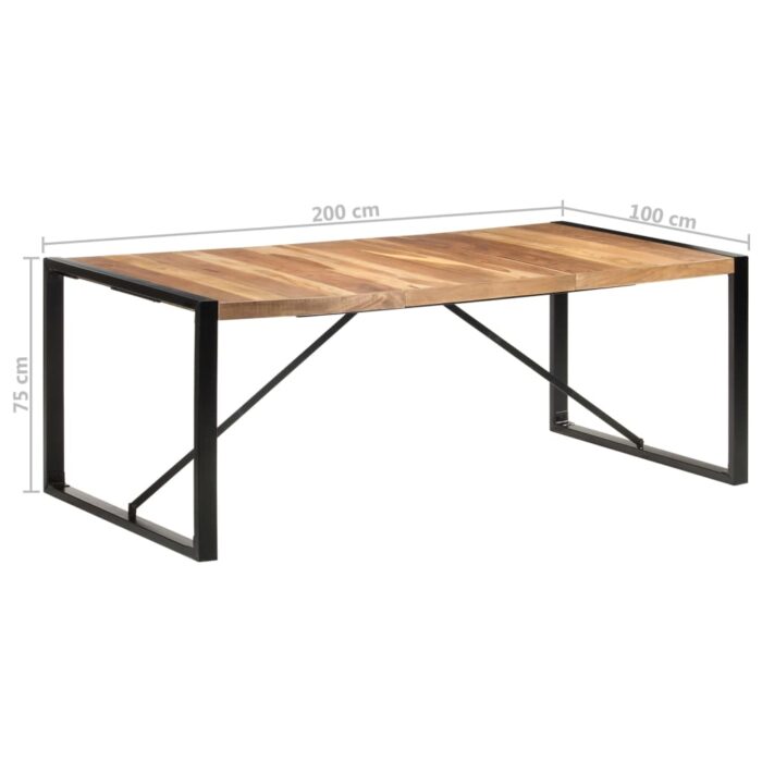 Table de salle à manger 200x100x75 cm Bois solide – Image 5