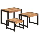 Tables gigognes 3 pcs Bois solide – Image 12
