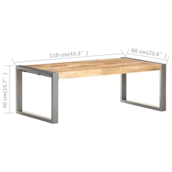 Table basse 110x60x40 cm Bois de manguier brut – Image 5