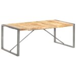 Table à manger 200x100x75 cm Bois de manguier massif brut – Image 10