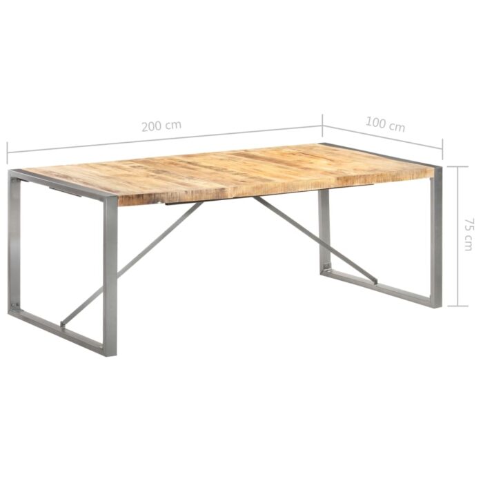 Table à manger 200x100x75 cm Bois de manguier massif brut – Image 6
