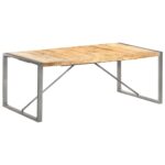 Table à manger 200x100x75 cm Bois de manguier massif brut – Image 9