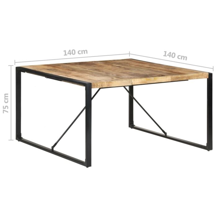 Table à manger 140x140x75 cm Bois de manguier brut – Image 5