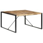 Table à manger 140x140x75 cm Bois de manguier brut – Image 8