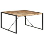 Table à manger 140x140x75 cm Bois de manguier brut – Image 9