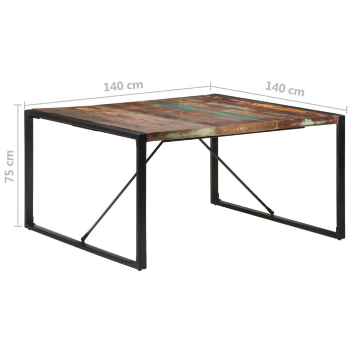Table à manger 140x140x75 cm Bois de récupération massif – Image 5