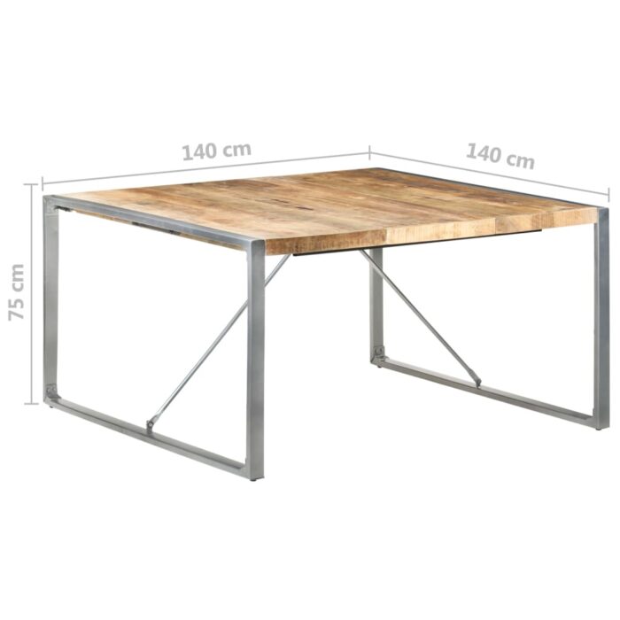 Table à manger 140x140x75 cm Bois de manguier brut – Image 5