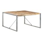 Table à manger 140x140x75 cm Bois de manguier brut – Image 7