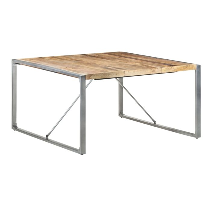 Table à manger 140x140x75 cm Bois de manguier brut – Image 7