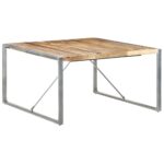 Table à manger 140x140x75 cm Bois de manguier brut – Image 8