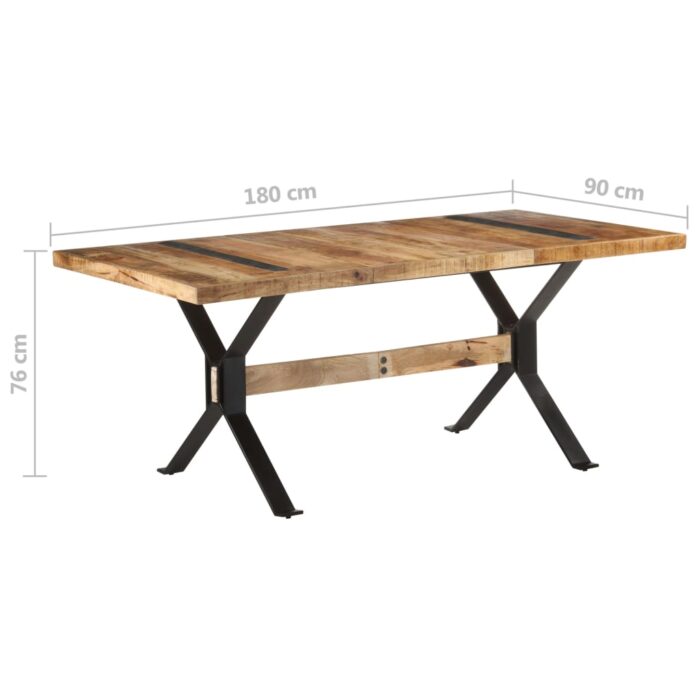 Table de salle à manger 180x90x76 cm Bois de manguier brut – Image 6