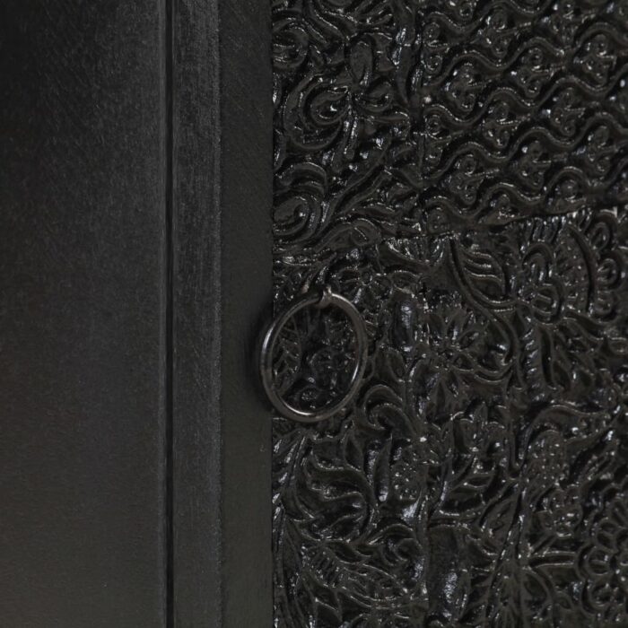 Table de chevet Noir 40x30x50 cm Bois d'acacia et de manguier – Image 2