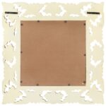 Miroir sculpté à la main Blanc 50x50 cm Bois de manguier massif – Image 2