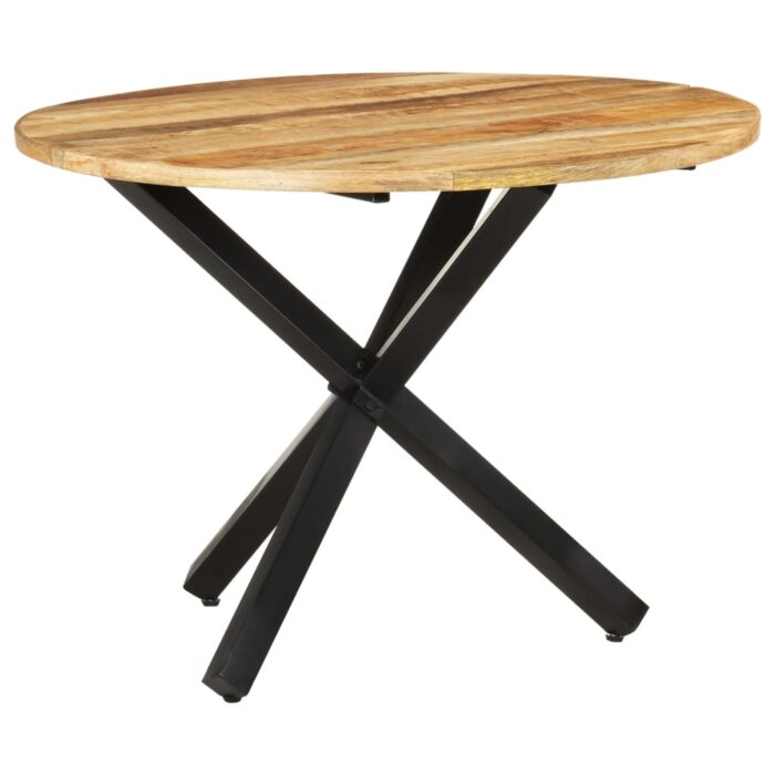 VXL8720286105733_a_en_hd_1.jpg Table à dîner ronde 100x100x75 cm Bois de manguier brut – Image 1
