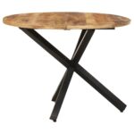 Table à dîner ronde 100x100x75 cm Bois de manguier brut – Image 2