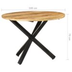 Table à dîner ronde 100x100x75 cm Bois de manguier brut – Image 5