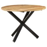 Table à dîner ronde 100x100x75 cm Bois de manguier brut – Image 6
