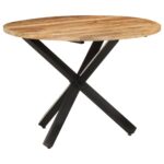 Table à dîner ronde 100x100x75 cm Bois de manguier brut – Image 7