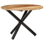 Table à dîner ronde 100x100x75 cm Bois de manguier brut – Image 9