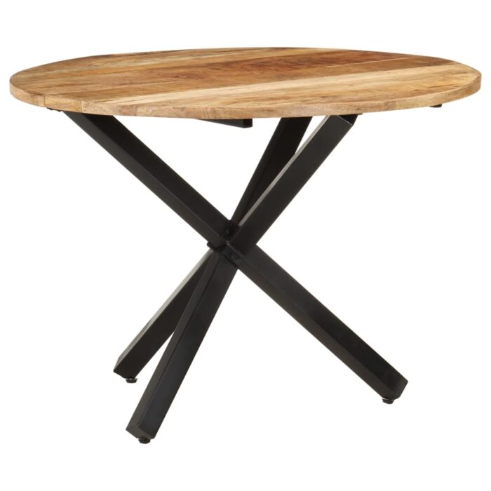 Table à dîner ronde 100x100x75 cm Bois de manguier brut – Image 9