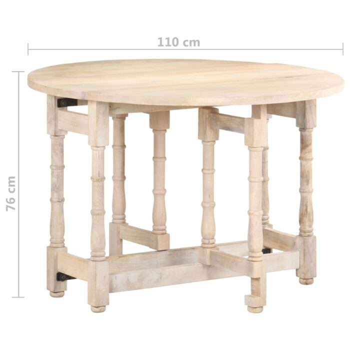 Table à manger Rond 110x76 cm Bois de manguier massif – Image 8