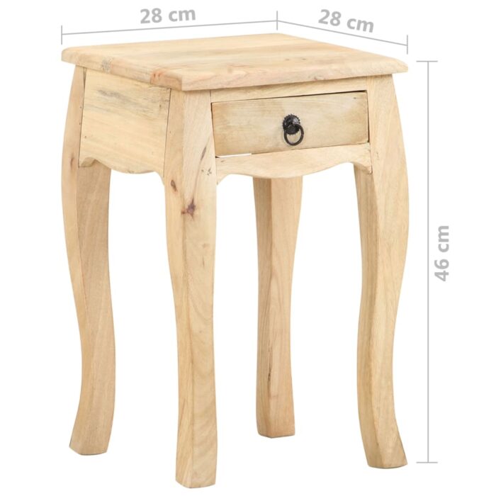 Table de chevet 28x28x46 cm Bois de manguier massif – Image 7
