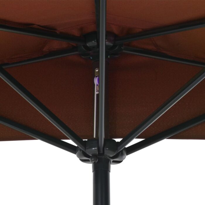 Parasol de balcon et mât en aluminium Terre cuite 270x144x222cm – Image 4