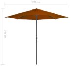 Parasol de balcon et mât en aluminium Terre cuite 270x144x222cm – Image 6