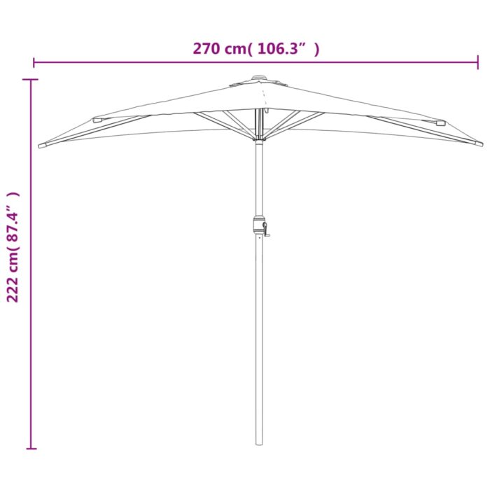 Parasol de balcon et mât en aluminium Terre cuite 270x144x222cm – Image 7