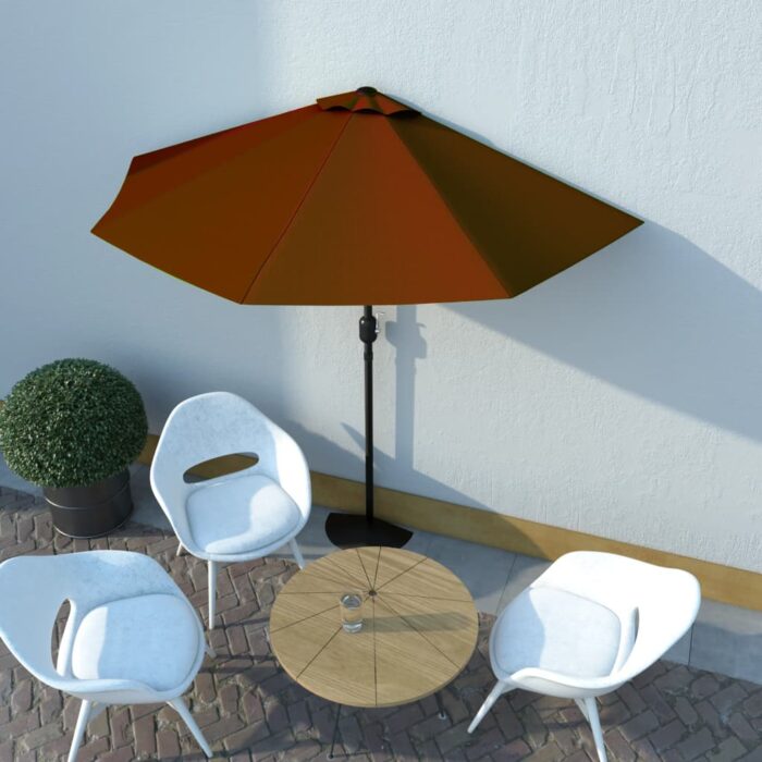 Parasol de balcon et mât en aluminium Terre cuite 270x144x222cm – Image 1