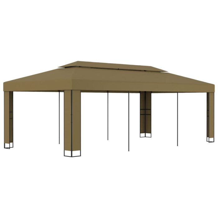 Tonnelle avec double toit 3x6 m Taupe 180 g/m² – Image 1