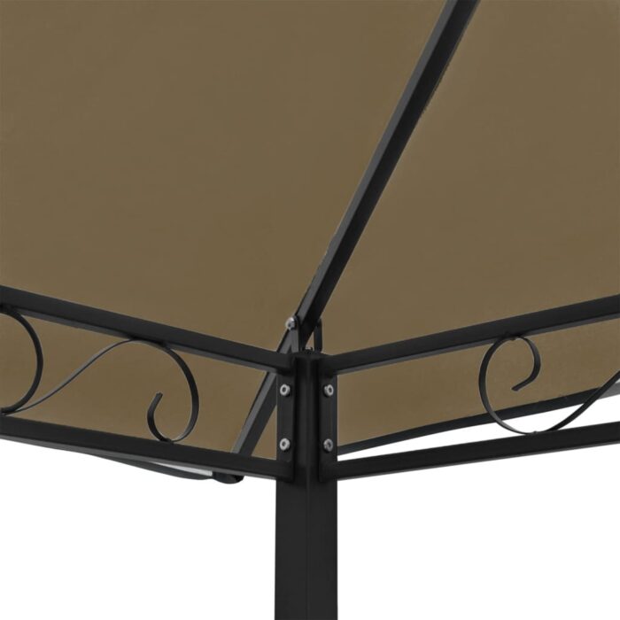 Pavillon de jardin et table et bancs 2,5x1,5x2,4m Taupe 180g/m² – Image 2