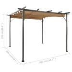 Pergola avec toit rétractable taupe 3x3 m acier 180 g/m² – Image 5