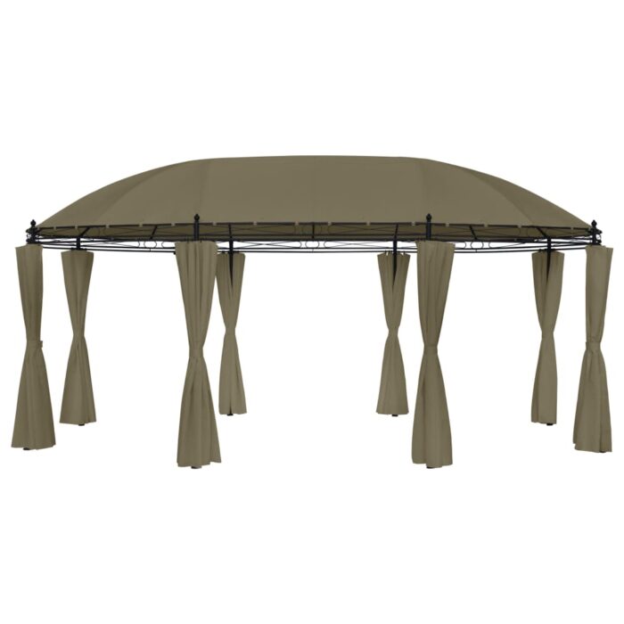 Belvédère avec rideaux 520x349x255 cm Taupe 180 g/m² – Image 1