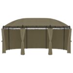 Belvédère avec rideaux 520x349x255 cm Taupe 180 g/m² – Image 3