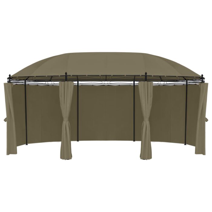 Belvédère avec rideaux 520x349x255 cm Taupe 180 g/m² – Image 3