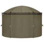 Belvédère avec rideaux 520x349x255 cm Taupe 180 g/m² – Image 4