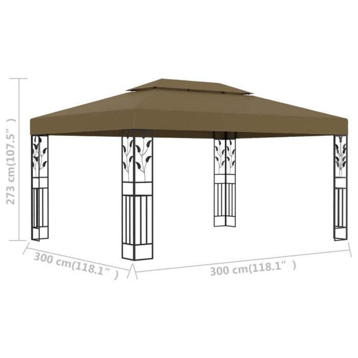 Tonnelle avec double toit 3x4 m Taupe 180 g/m² – Image 5