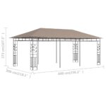 Belvédère avec moustiquaire 6x3x2,73 m Taupe 180 g/m² – Image 5