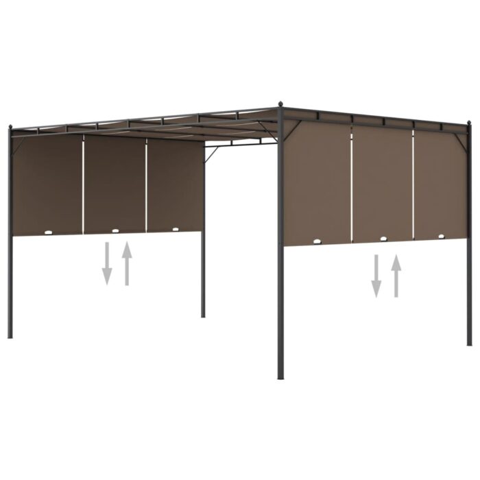 VXL8720286106839_a_en_hd_1.jpg Belvédère de jardin avec rideau latéral 4x3x2,25 m Taupe – Image 1
