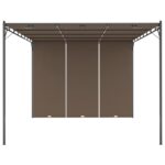 Belvédère de jardin avec rideau latéral 4x3x2,25 m Taupe – Image 2