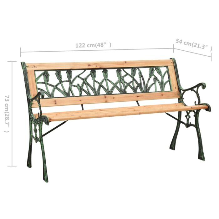 Banc de jardin 122 cm fonte et bois de sapin massif – Image 5