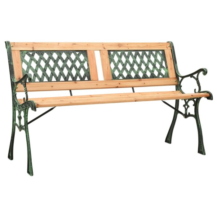 Banc de jardin 122 cm fonte et bois de sapin massif – Image 1