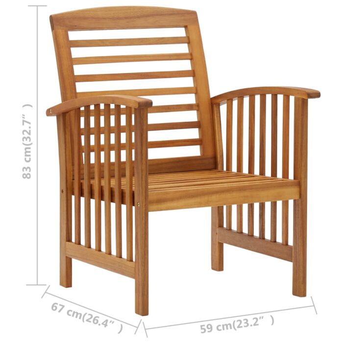 Chaises de jardin lot de 2 Bois d'acacia massif – Image 7