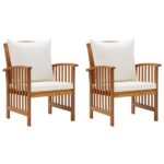 Chaises de jardin avec coussins lot de 2 Bois d'acacia massif